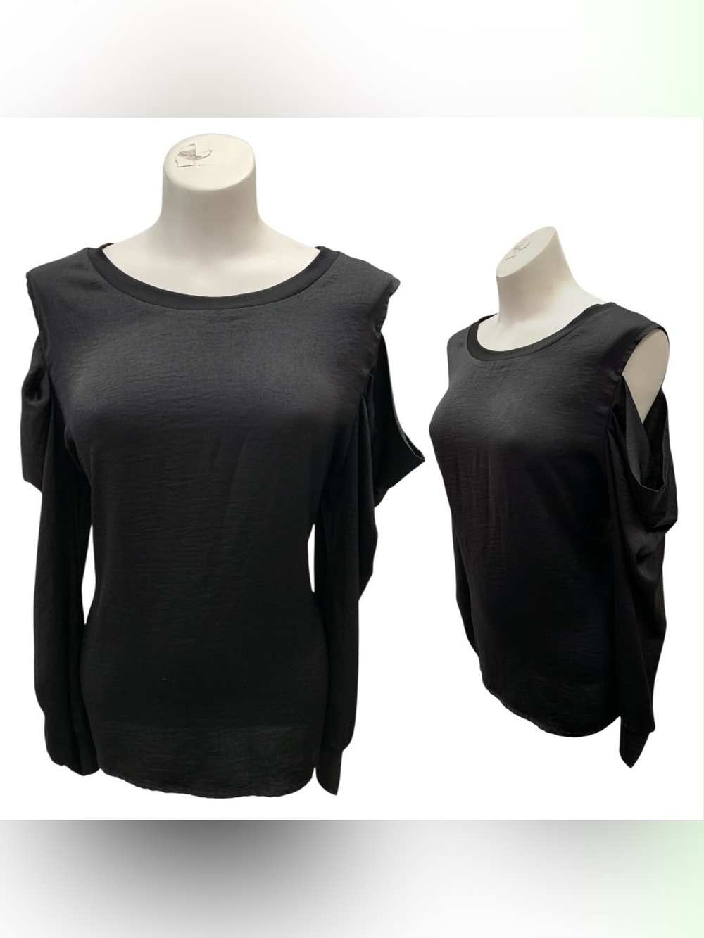Lapis& Lillies Black Cold-Shoulder Long Sleeve Top Size L